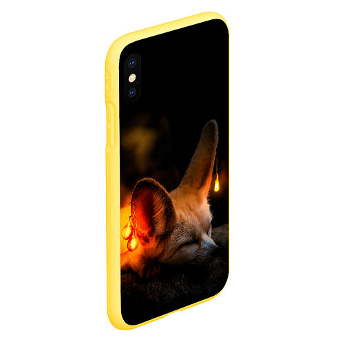 Чехол iPhone XS Max матовый Лисичка с фонариками / 3D-Желтый – фото 2
