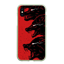 Чехол iPhone XS Max матовый Evil Wolves, цвет: 3D-салатовый