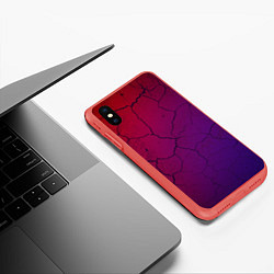 Чехол iPhone XS Max матовый Трещины, цвет: 3D-красный — фото 2