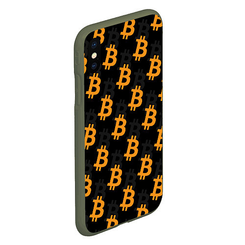 Чехол iPhone XS Max матовый БИТКОИН BITCOIN / 3D-Темно-зеленый – фото 2