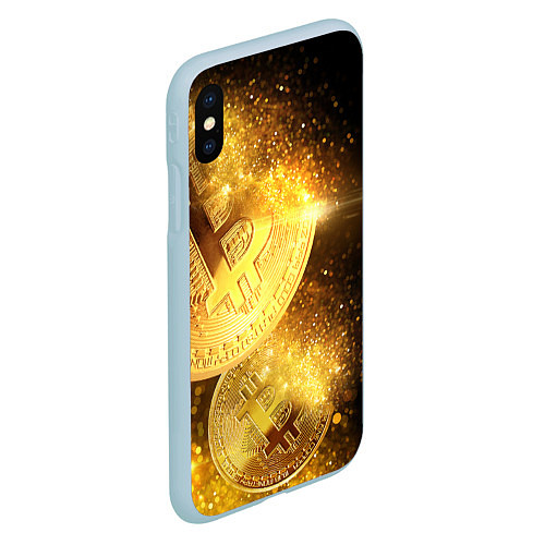 Чехол iPhone XS Max матовый БИТКОИН ЗОЛОТО BITCOIN GOLD / 3D-Голубой – фото 2