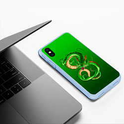 Чехол iPhone XS Max матовый Земляной анимешный дракон, цвет: 3D-голубой — фото 2