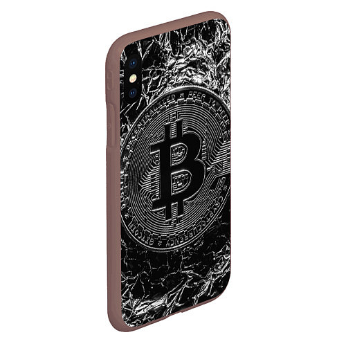 Чехол iPhone XS Max матовый БИТКОИН BITCOIN / 3D-Коричневый – фото 2