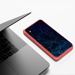 Чехол iPhone XS Max матовый НЕОНОВЫЕ ТРЕЩИНЫ NEON CRACKS, цвет: 3D-красный — фото 2