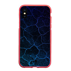 Чехол iPhone XS Max матовый НЕОНОВЫЕ ТРЕЩИНЫ NEON CRACKS, цвет: 3D-красный