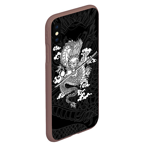 Чехол iPhone XS Max матовый ДРАКОН DRAGON / 3D-Коричневый – фото 2