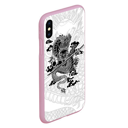 Чехол iPhone XS Max матовый ДРАКОН DRAGON / 3D-Розовый – фото 2