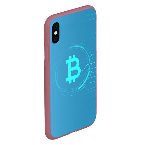 Чехол iPhone XS Max матовый Bitcoin / 3D-Малиновый – фото 2