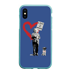 Чехол iPhone XS Max матовый Любовь это ответ Banksy, цвет: 3D-мятный