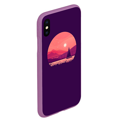 Чехол iPhone XS Max матовый Закат на озере / 3D-Фиолетовый – фото 2