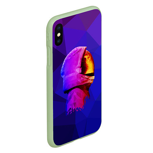 Чехол iPhone XS Max матовый Полигональный космонавт / 3D-Салатовый – фото 2