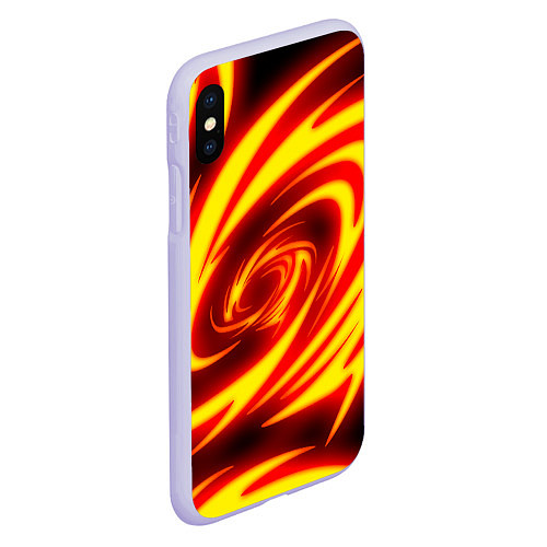 Чехол iPhone XS Max матовый ОГНЕННЫЕ ВОЛНЫ FIRE STRIPES / 3D-Светло-сиреневый – фото 2