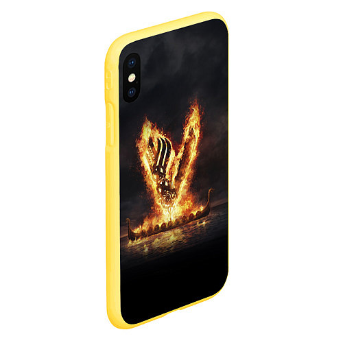 Чехол iPhone XS Max матовый Викинги Vikings спина Z / 3D-Желтый – фото 2