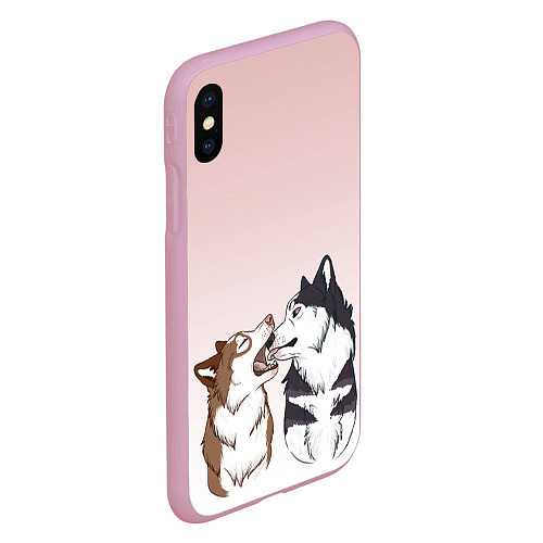 Чехол iPhone XS Max матовый Хаски играют / 3D-Розовый – фото 2