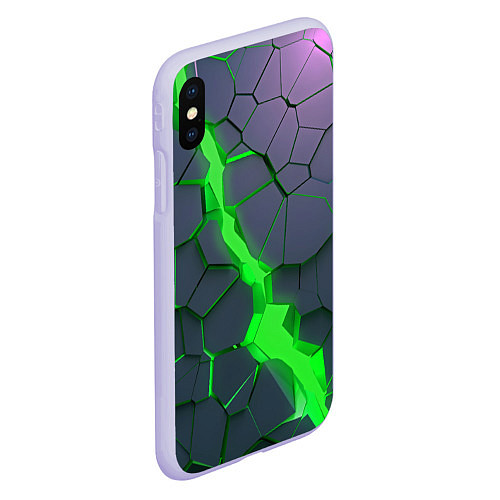 Чехол iPhone XS Max матовый ЗЕЛЕНЫЙ РАЗЛОМ 3Д РАЗЛОМ / 3D-Светло-сиреневый – фото 2