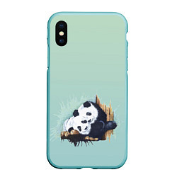 Чехол iPhone XS Max матовый Акварельные панды