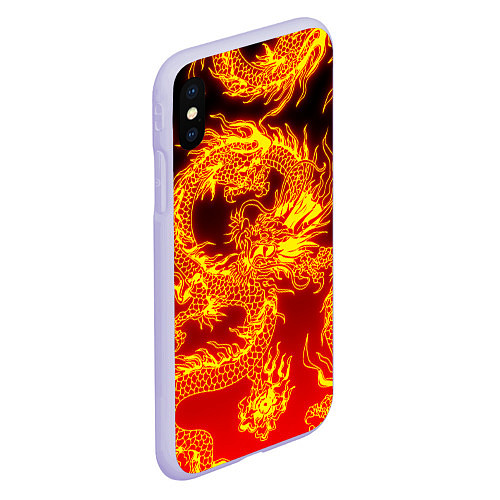 Чехол iPhone XS Max матовый ДРАКОН / 3D-Светло-сиреневый – фото 2