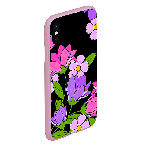 Чехол iPhone XS Max матовый Ночные цветы / 3D-Розовый – фото 2