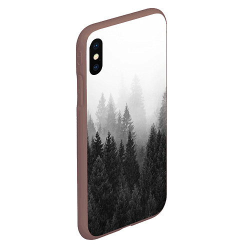 Чехол iPhone XS Max матовый Туманный лес / 3D-Коричневый – фото 2