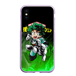 Чехол iPhone XS Max матовый MY HERO ACADEMIA MHA МОЯ ГЕРОЙСКАЯ АКАДЕМИЯ, цвет: 3D-сиреневый