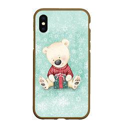 Чехол iPhone XS Max матовый Медвежонок с подарком