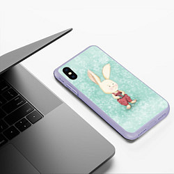 Чехол iPhone XS Max матовый Зайчик с подарком, цвет: 3D-светло-сиреневый — фото 2