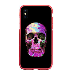 Чехол iPhone XS Max матовый Черепа и цветы, цвет: 3D-красный