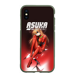 Чехол iPhone XS Max матовый Asuka Eva-02, цвет: 3D-темно-зеленый