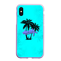 Чехол iPhone XS Max матовый GTA Vice City гавайка, цвет: 3D-сиреневый