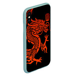 Чехол iPhone XS Max матовый RED CHINA DRAGON, цвет: 3D-мятный — фото 2