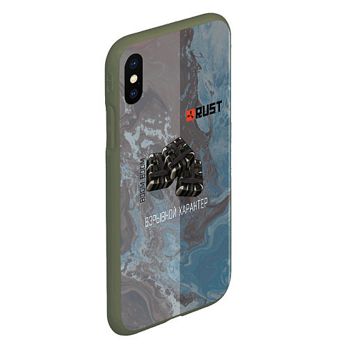 Чехол iPhone XS Max матовый Rust Взрыв С4 Раст / 3D-Темно-зеленый – фото 2