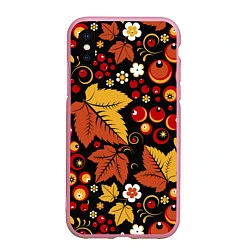 Чехол iPhone XS Max матовый ХОХЛОМА, цвет: 3D-розовый