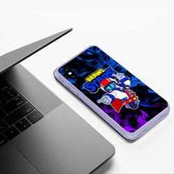 Чехол iPhone XS Max матовый Brawl StarsSuperstar Stu, цвет: 3D-светло-сиреневый — фото 2