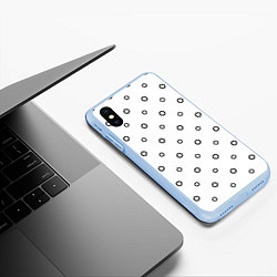 Чехол iPhone XS Max матовый Черно-белый узор в горошек, цвет: 3D-голубой — фото 2