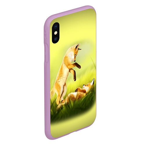Чехол iPhone XS Max матовый Лисята / 3D-Сиреневый – фото 2