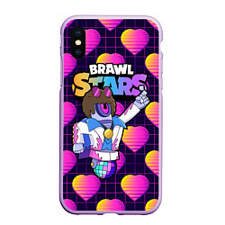 Чехол iPhone XS Max матовый STU СТУ Brawl Stars, цвет: 3D-сиреневый