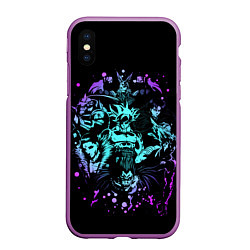 Чехол iPhone XS Max матовый Герои аниме, цвет: 3D-фиолетовый