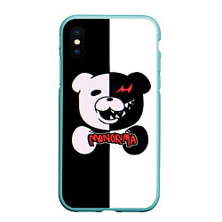 Чехол iPhone XS Max матовый MONOKUMA МОНОКУМА GLITCH, цвет: 3D-мятный