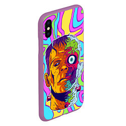 Чехол iPhone XS Max матовый Психоделический Франкенштейн, цвет: 3D-фиолетовый — фото 2