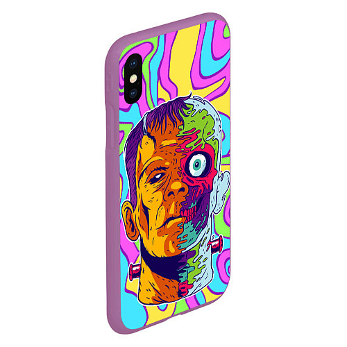 Чехол iPhone XS Max матовый Психоделический Франкенштейн / 3D-Фиолетовый – фото 2