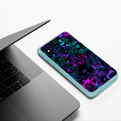 Чехол iPhone XS Max матовый Neon Ahegao, цвет: 3D-мятный — фото 2