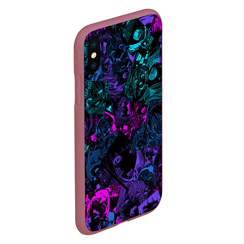 Чехол iPhone XS Max матовый Neon Ahegao / 3D-Малиновый – фото 2