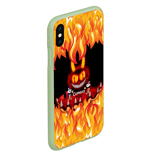 Чехол iPhone XS Max матовый CUPHEAD DEVIL / 3D-Салатовый – фото 2