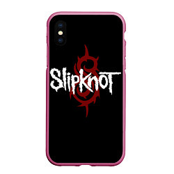 Чехол iPhone XS Max матовый Slipknot Надпись, цвет: 3D-малиновый