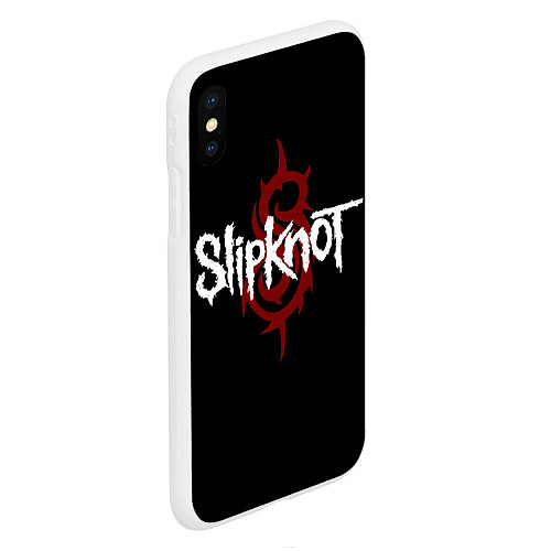 Чехол iPhone XS Max матовый Slipknot Надпись / 3D-Белый – фото 2