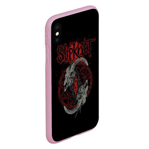 Чехол iPhone XS Max матовый Slipknot Черепа / 3D-Розовый – фото 2