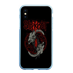 Чехол iPhone XS Max матовый Slipknot Черепа, цвет: 3D-голубой