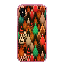 Чехол iPhone XS Max матовый Острые пики, цвет: 3D-розовый