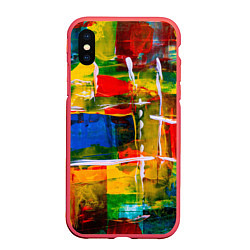 Чехол iPhone XS Max матовый КРАСКИ, цвет: 3D-красный