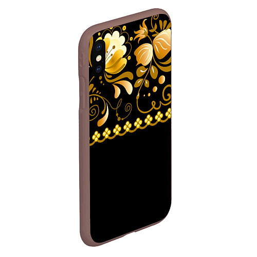 Чехол iPhone XS Max матовый Цветы / 3D-Коричневый – фото 2